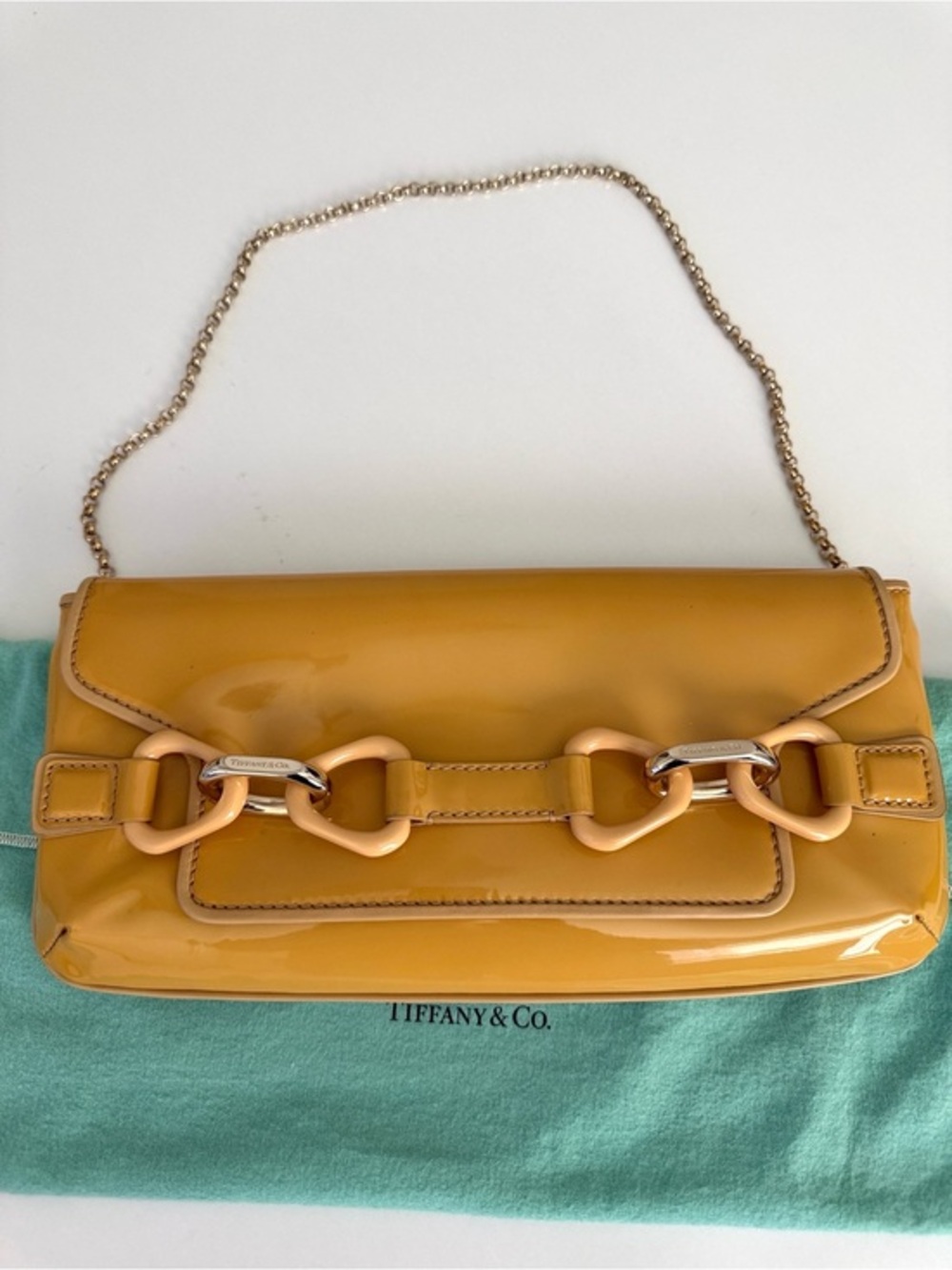 🌹Vintage Tiffany & Co.Made in Italy Patent Leather Chain Purse/Clutch